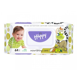 Happy Baby mandle a olivy vlhčené ubrousky, 64ks